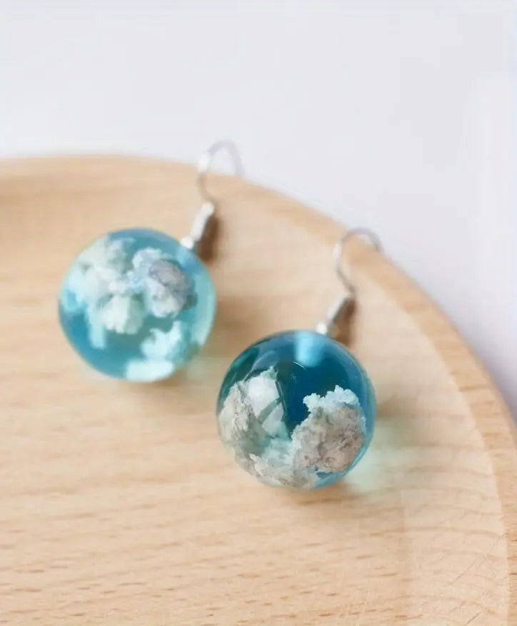 Blue Sky Cloud Design Bead Dangle Earrings Elegant Simple Style Trendy Holiday Ear Ornaments - Tophatter Daily Deals