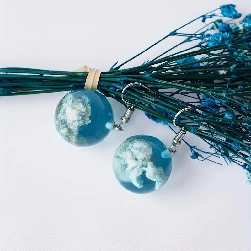 Blue Sky Cloud Design Bead Dangle Earrings Elegant Simple Style Trendy Holiday Ear Ornaments - Tophatter Daily Deals