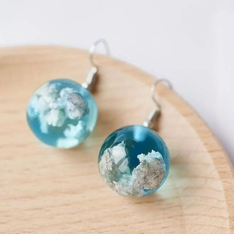 Blue Sky Cloud Design Bead Dangle Earrings Elegant Simple Style Trendy Holiday Ear Ornaments Blue - Tophatter Daily Deals