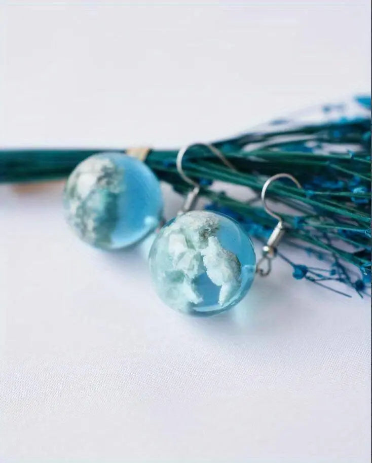 Blue Sky Cloud Design Bead Dangle Earrings Elegant Simple Style Trendy Holiday Ear Ornaments - Tophatter Daily Deals