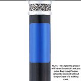 Custom Cane Engraving - Rectangle Blue Anodized Aluminum Walking Cane Engraving - Tophatter Daily Deals