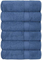 6-Piece Hotel & Spa 100% Cotton Bath Towel Set Blue Bath - Tophatter Daily Deals