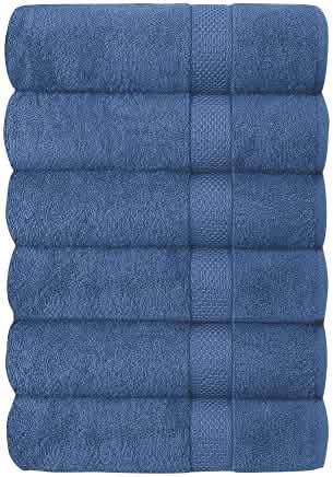 6-Piece Hotel & Spa 100% Cotton Bath Towel Set Blue Bath - Tophatter Daily Deals