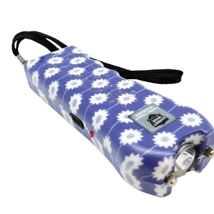 Blue Daisy Print 21,000,000 Volt Stun Gun Flashlight Panic Alarm Stun Guns - Tophatter Daily Deals