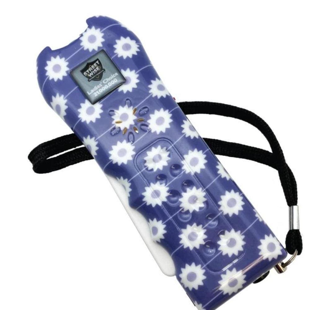 Blue Daisy Print 21,000,000 Volt Stun Gun Flashlight Panic Alarm Stun Guns - Tophatter Daily Deals
