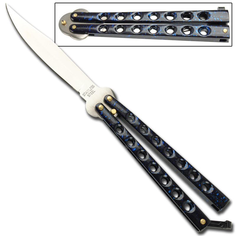 Blue Butterfly Knife Low-Cost - TOPHATTER'S ARMORY DEALS Collectible Weapons - Tophatter Daily Deals