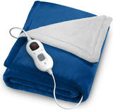 Fitted Electric Blanket Double - Luxurious Heated Throw Soft Fleece Blanket With Digital Controller | Washable Electric Mattress Pad Heater Blue New Arrival - Tophatter Daily Deals