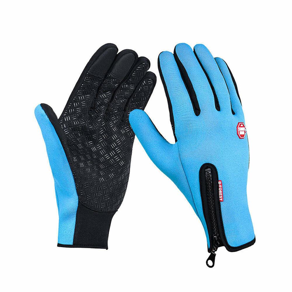 Thermal Waterproof Gloves - Winter Warm Windproof Waterproof Fleece Lined Thermal Touch Screen Gloves Blue Gloves - Tophatter Daily Deals