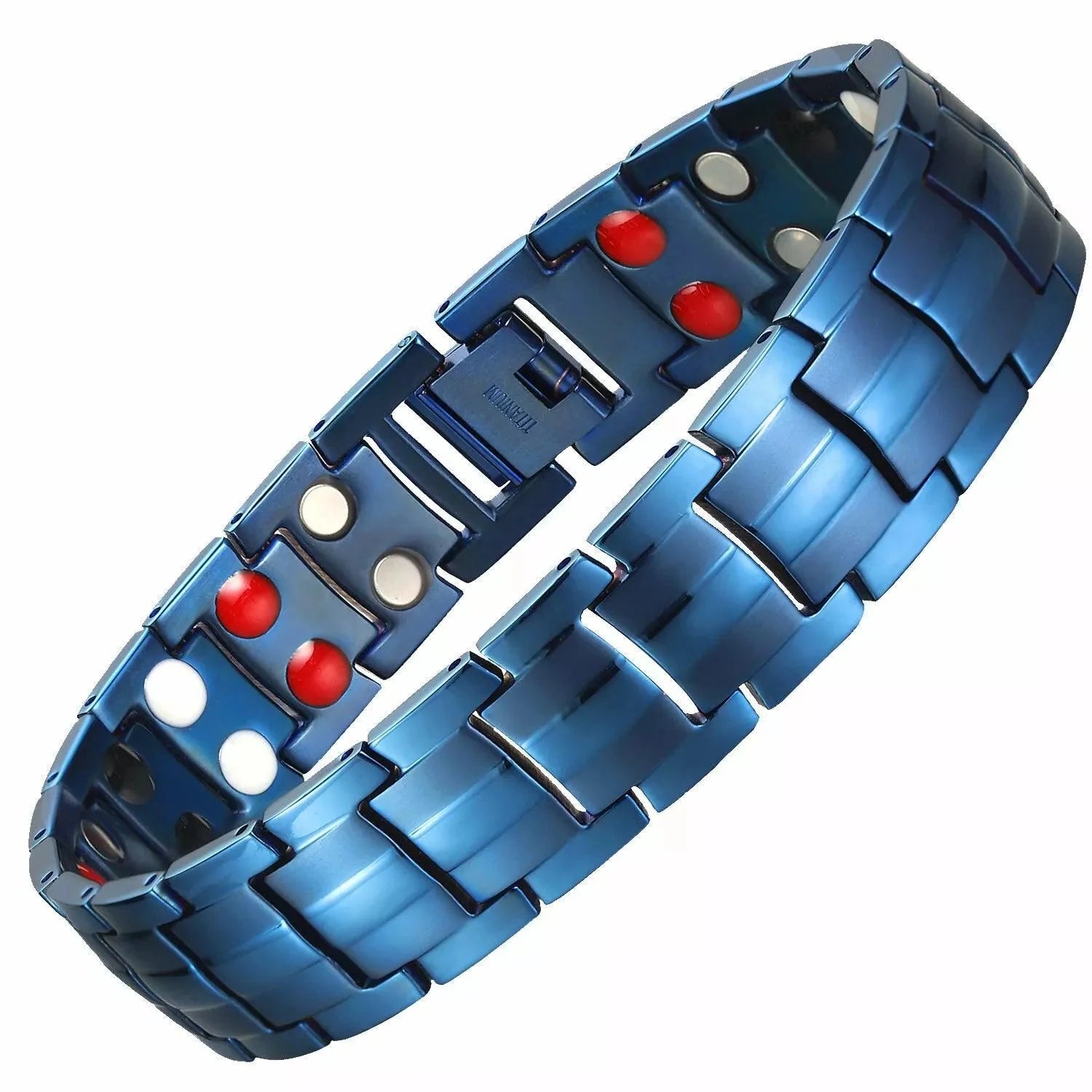 Magnetic Bracelet - Titanium Double Row Bio 4in1 Magnetic Bracelet | Arthritis Pain Relief Blue Health & Beauty - Tophatter Daily Deals