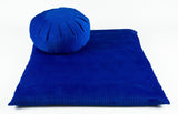 Meditation Cushion Set - 1 Round Zafu Yoga Pillow and 1 Square Roll-Up Zabuton Mat Filled with Eco-Friendly Kapok Blue Yoga Product - Tophatter Daily Deals