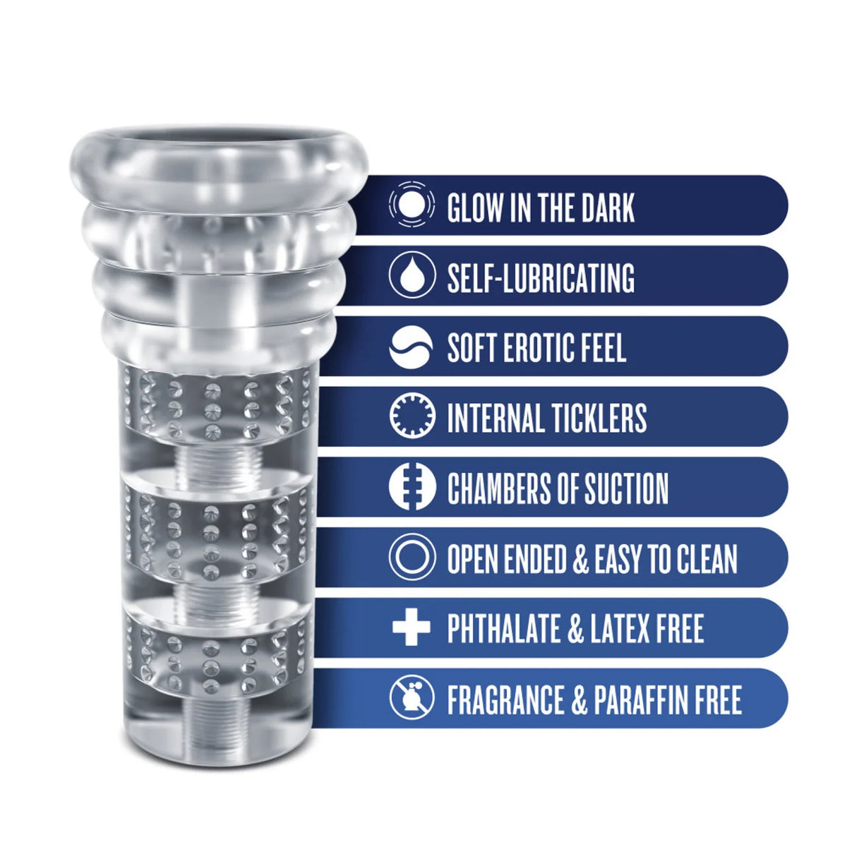 RIZE! Luz Glow in the Dark Self-Lubricating Clear Stroker - Tophatter Daily Deals