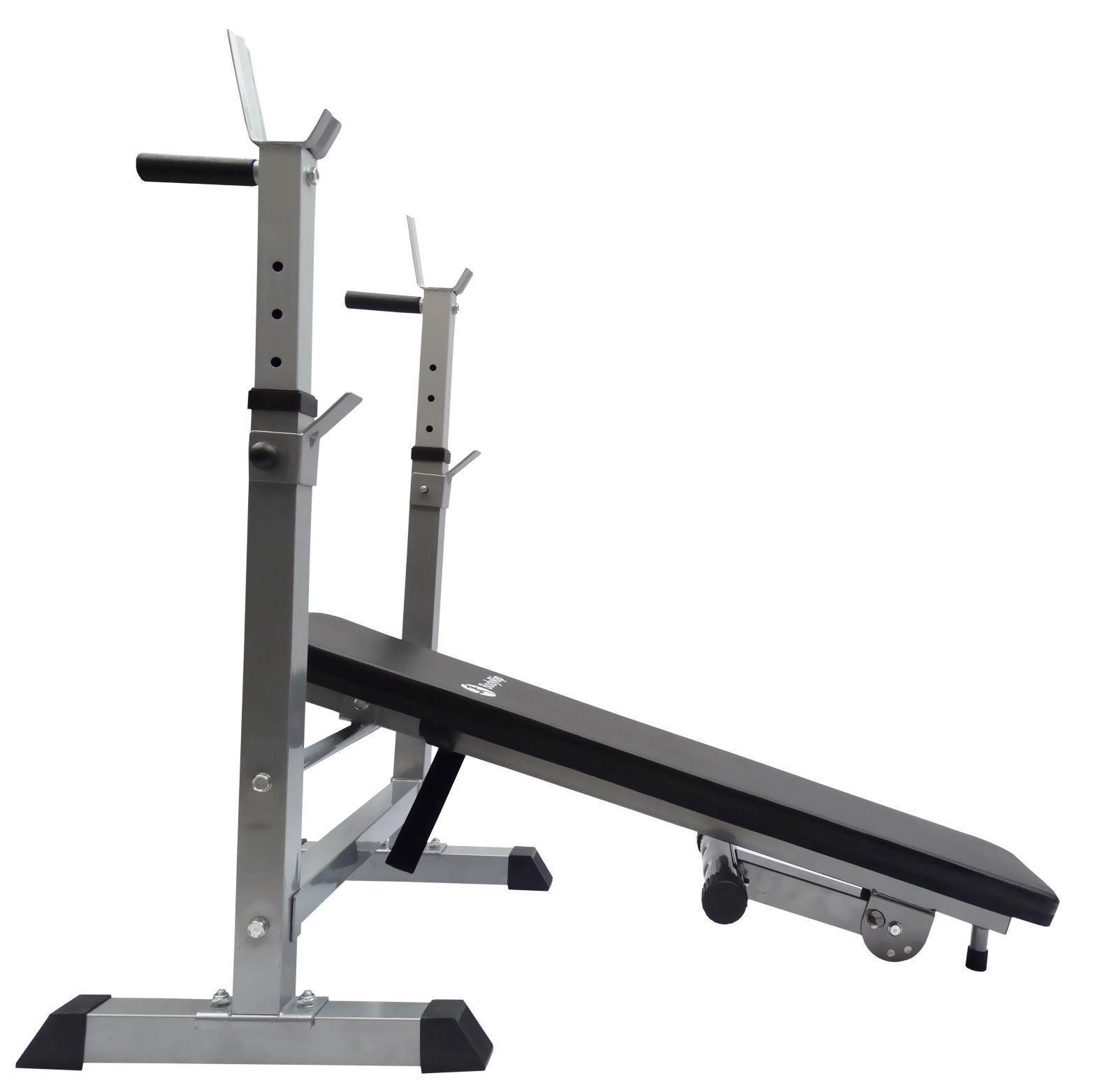 Folding Weight Bench With Rack - All-in-one Home Gym Bench Press & Dip Station Exercise & Fitness - Tophatter Daily Deals