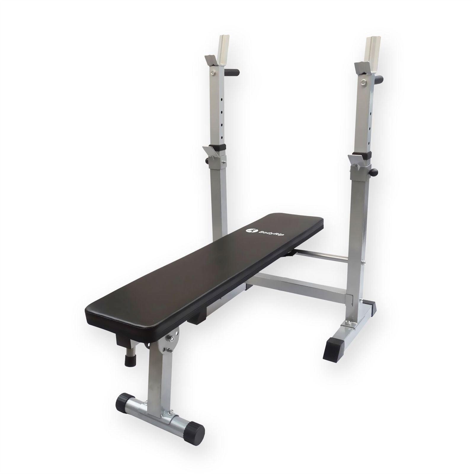 Folding Weight Bench With Rack - All-in-one Home Gym Bench Press & Dip Station Exercise & Fitness - Tophatter Daily Deals