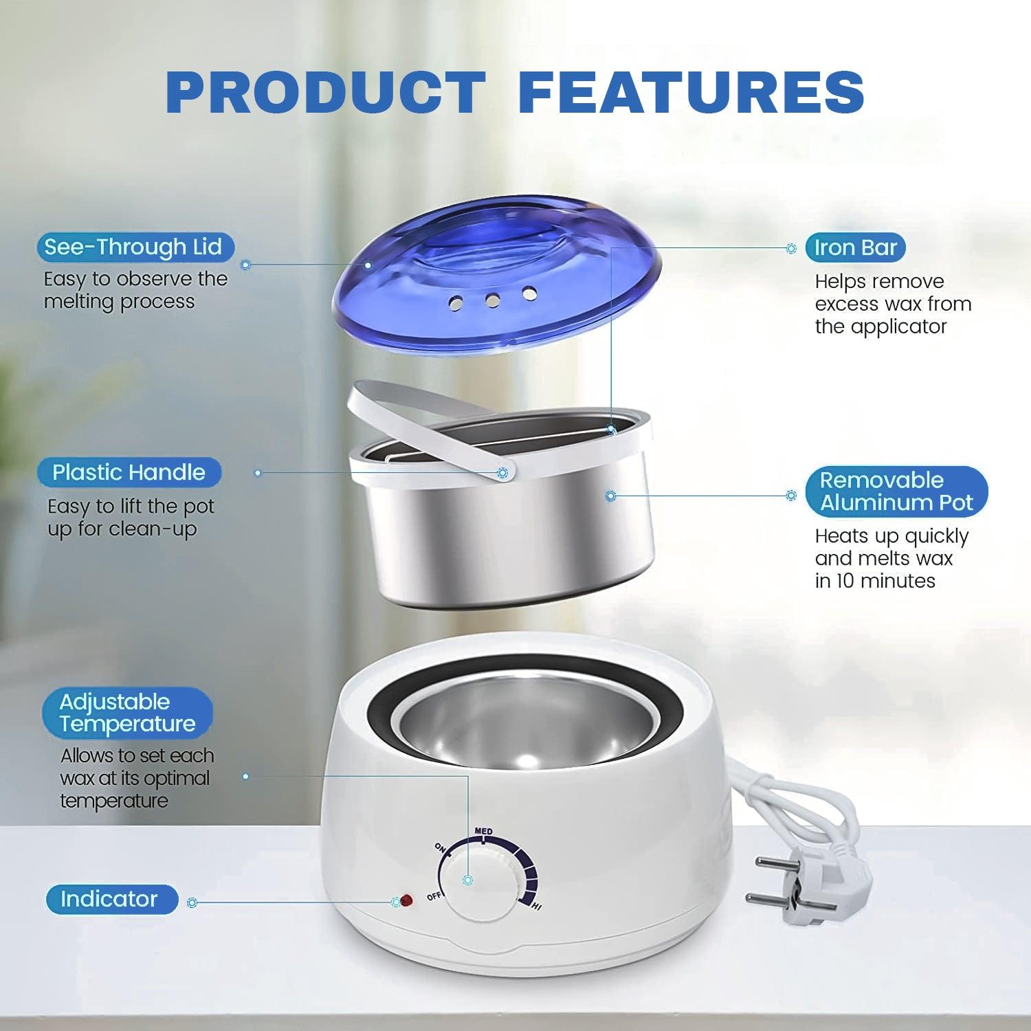 Wax Heater Warmer - Waxing Kit Depilatory Wax Beans Body Hair Removal Personal Care - Tophatter Daily Deals