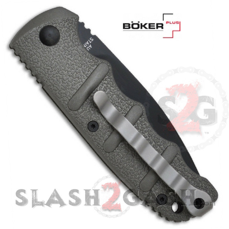 Boker Kalashnikov Automatic Knife Gun Metal Grey - Drop Serrated Knife-Auto - Tophatter Daily Deals