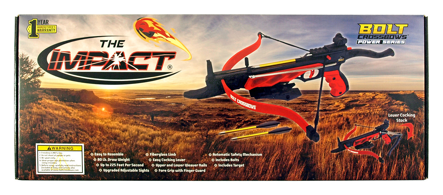80 lb Pistol Crossbow THE IMPACT w/ Arrows Bolts Archery Gun - Self Cocking Crossbow - Tophatter Daily Deals
