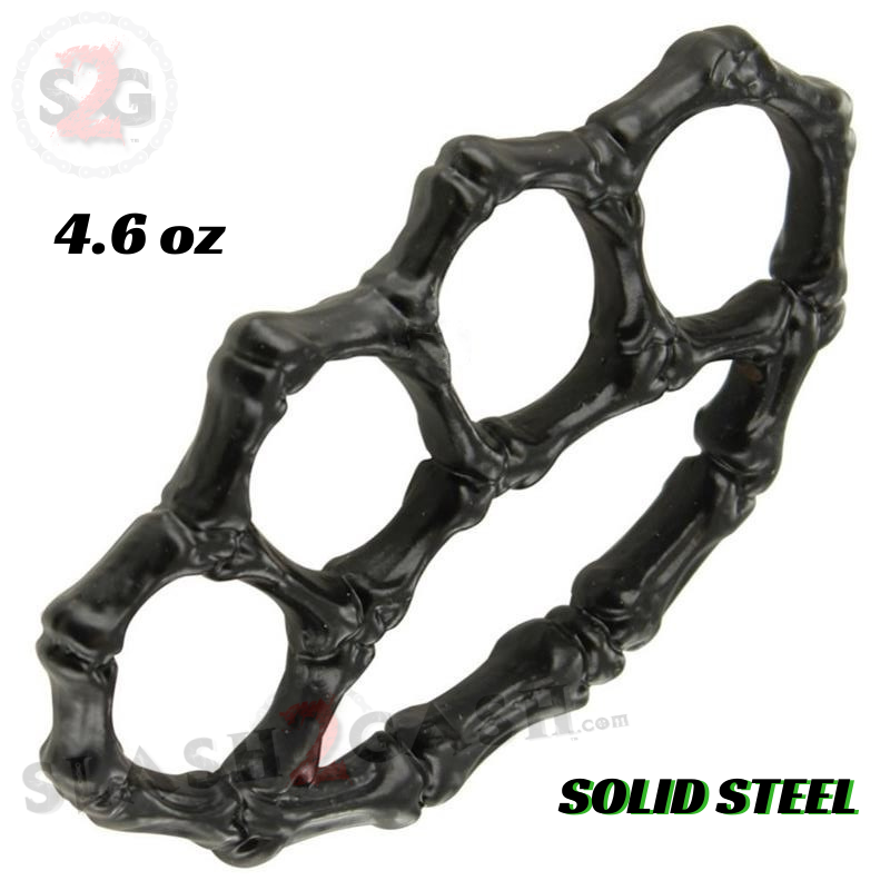 Bones Brass Knuckles Paperweight Solid Steel Knuckle Duster - Black Belt Buckle - Tophatter Daily Deals