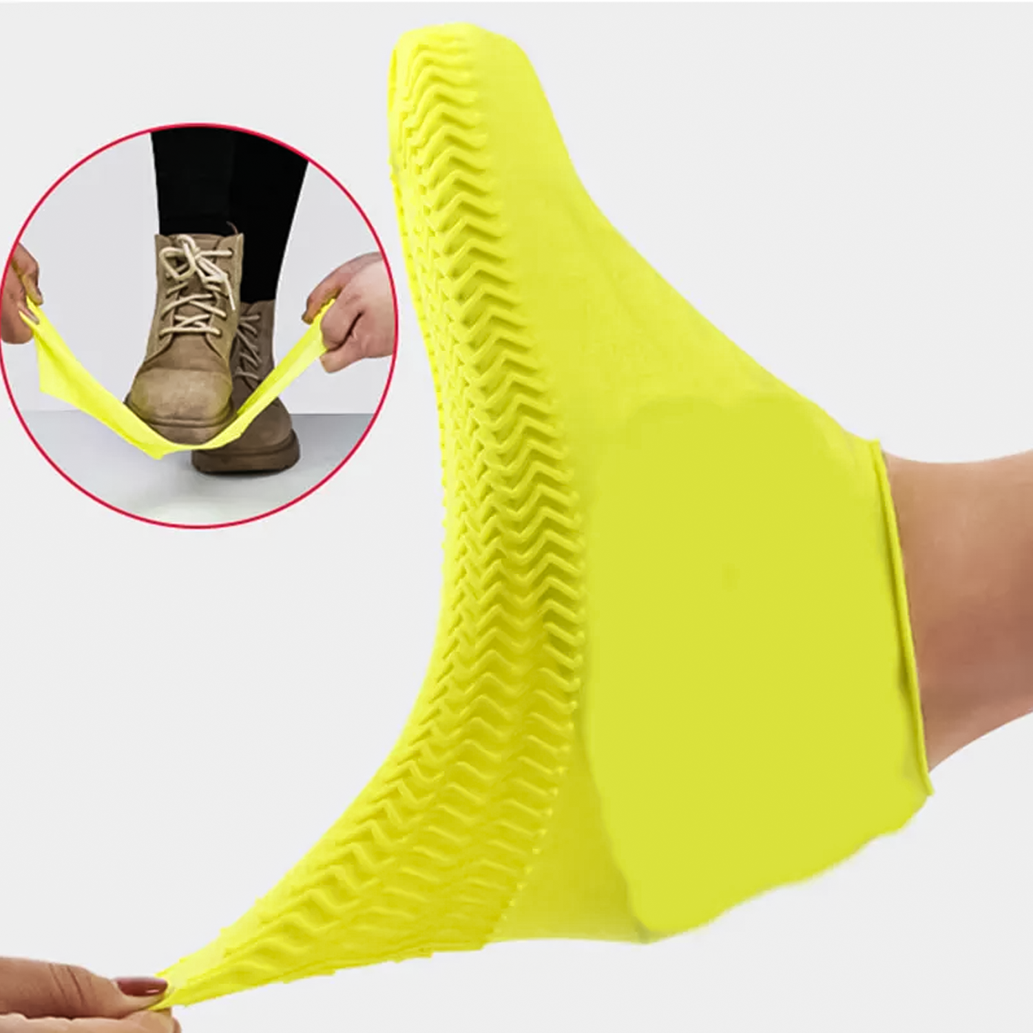 Silicone Shoe Cover - Resistant Silicone Overshoes Rain Waterproof Shoe Covers Boot Cover Protector Yellow Apparel & Accessories - Tophatter Daily Deals