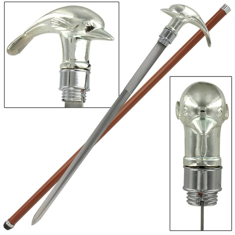 Bottle Nose Dolphin Tails Walking Sword Cane - TOPHATTER'S ARMORY DEALS Collectible Weapons - Tophatter Daily Deals
