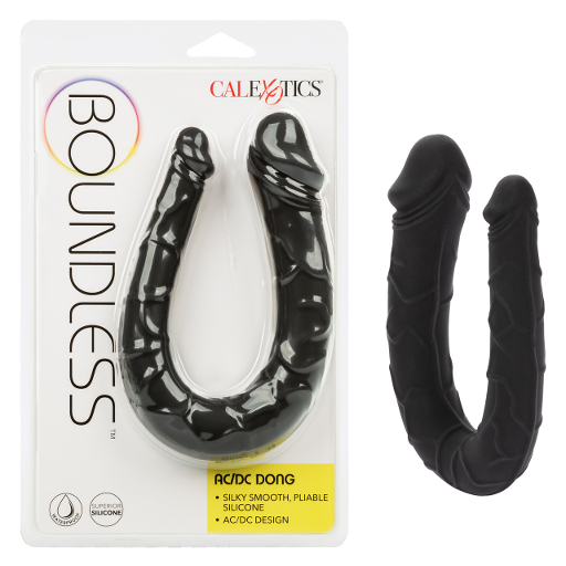Boundless AC/DC Dong Black Silicone Double Dong with Satin Finish, Flexible U-Shaped Design > Dildos > Double Dildos - Tophatter Daily Deals
