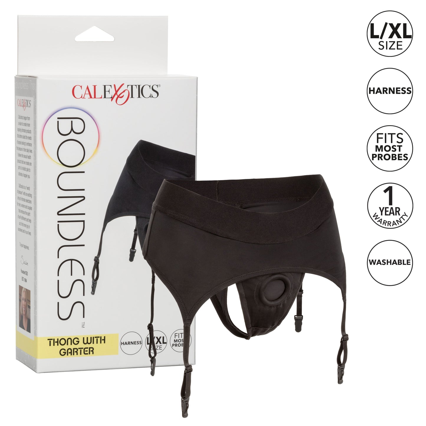Boundless Black Thong with Garter Harness for L/XL Comfort > Dildos > Strap On Harnesses - Tophatter Daily Deals