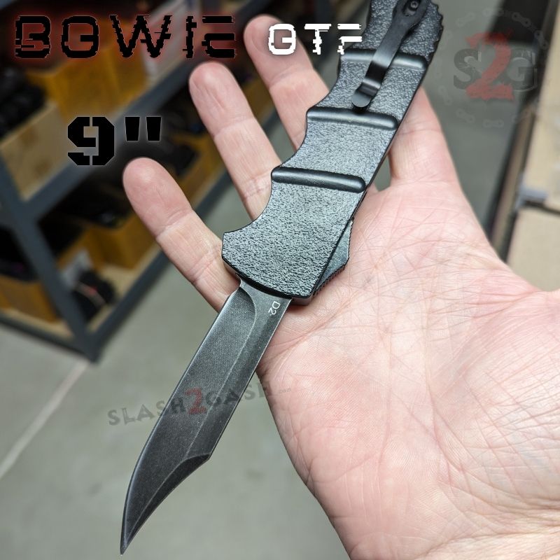 Bowie OTF Dual Action Auto Knife Switchblade 9" D2 - Asst. Colors Knife-OTF - Tophatter Daily Deals