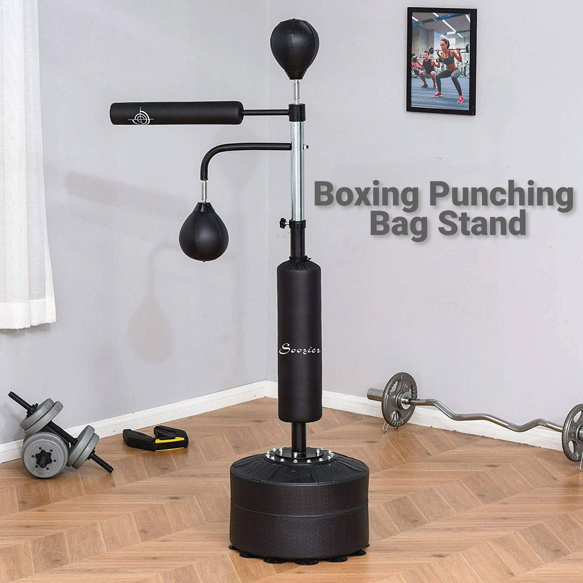 Punch Bag and Stand - 3-in-1 Freestanding Boxing Punching Bag Stand with 2 Speed Balls 360° Relax Bar PU-Wrapped Bag & Waterable Base Sports & Outdoor - Tophatter Daily Deals