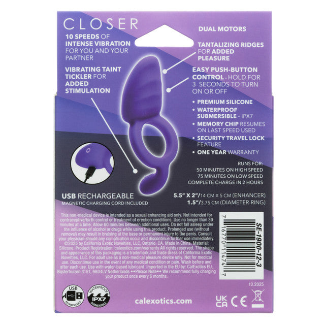Closer Intimate Rechargeable Ring Passiona (Purple) – Rechargeable Pleasure Ring > Sex Toys > Couples Toys - Tophatter Daily Deals