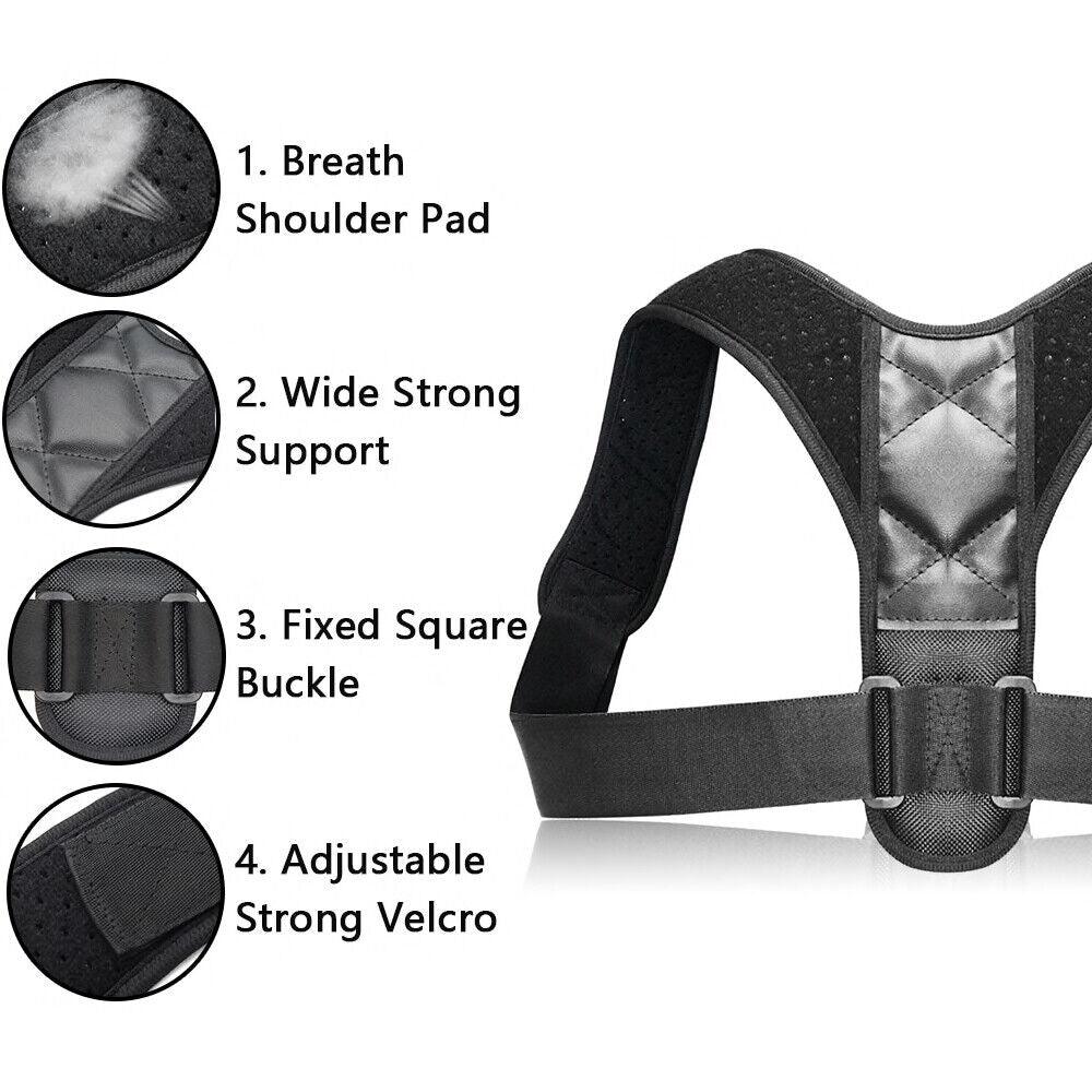 Posture Corrector Back Brace - Adjustable Breathable Clavicle Support Straight Shoulder Straps Personal Care - Tophatter Daily Deals