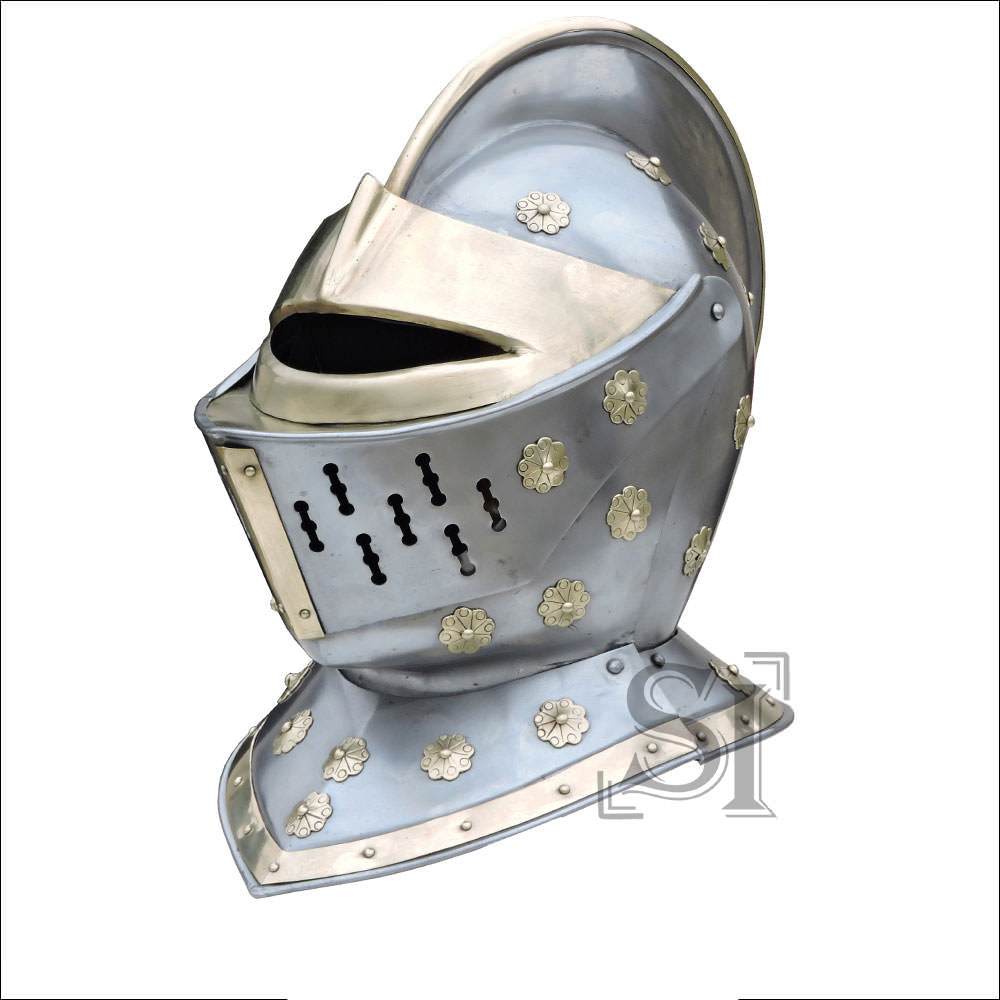 Royal Guard Close Helm Medieval Crusader Knight Steel Helmet - Tophatter's Guns'N'Weapons Store - FREE SHIPPING Collectible Weapons - Tophatter Daily Deals