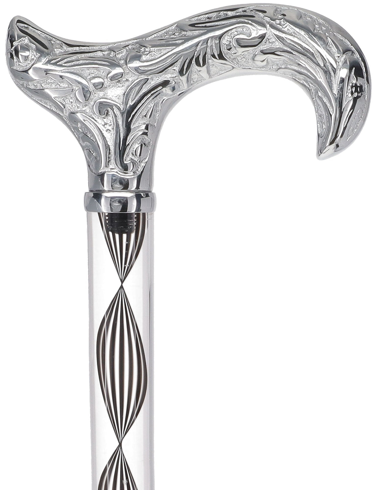 Crystal Elegance Chrome Derby Cane with Invisible Acrylic Shaft Options Clear Lucite Walking Canes - Tophatter Daily Deals