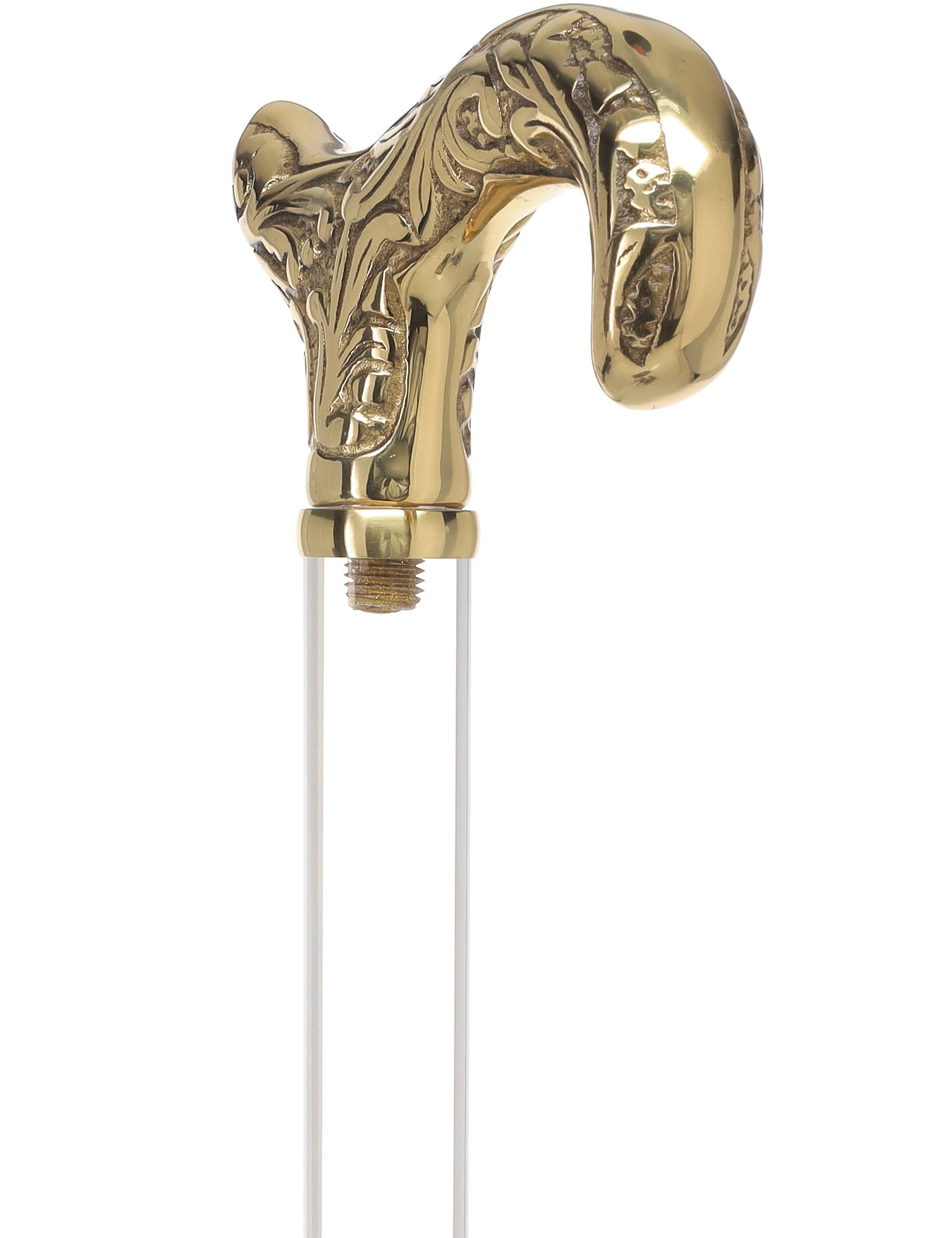 Crystal Elegance Brass Derby Cane with Invisible Acrylic Shaft Options Clear Lucite Walking Canes - Tophatter Daily Deals