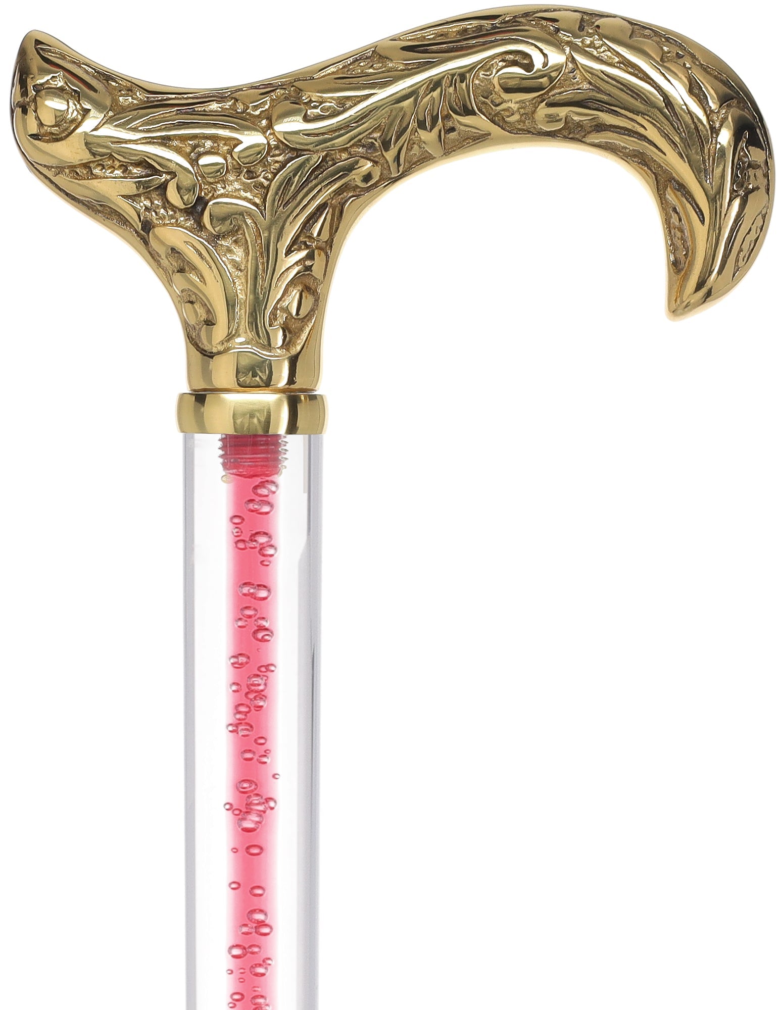 Color Crystal Elegance Brass Derby Cane with Invisible Acrylic Shaft Options Clear Lucite Walking Canes - Tophatter Daily Deals