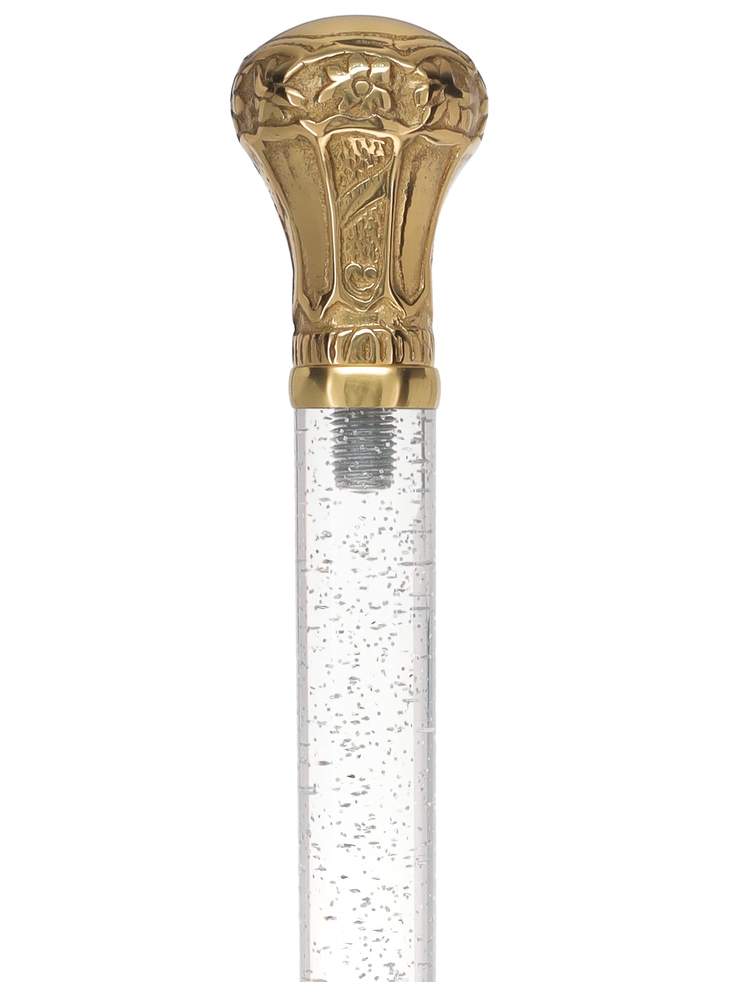 Crystal Elegance Brass Knob Cane with Invisible Acrylic Shaft Options Clear Lucite Walking Canes - Tophatter Daily Deals