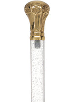Crystal Elegance Brass Knob Cane with Invisible Acrylic Shaft Options Clear Lucite Walking Canes - Tophatter Daily Deals