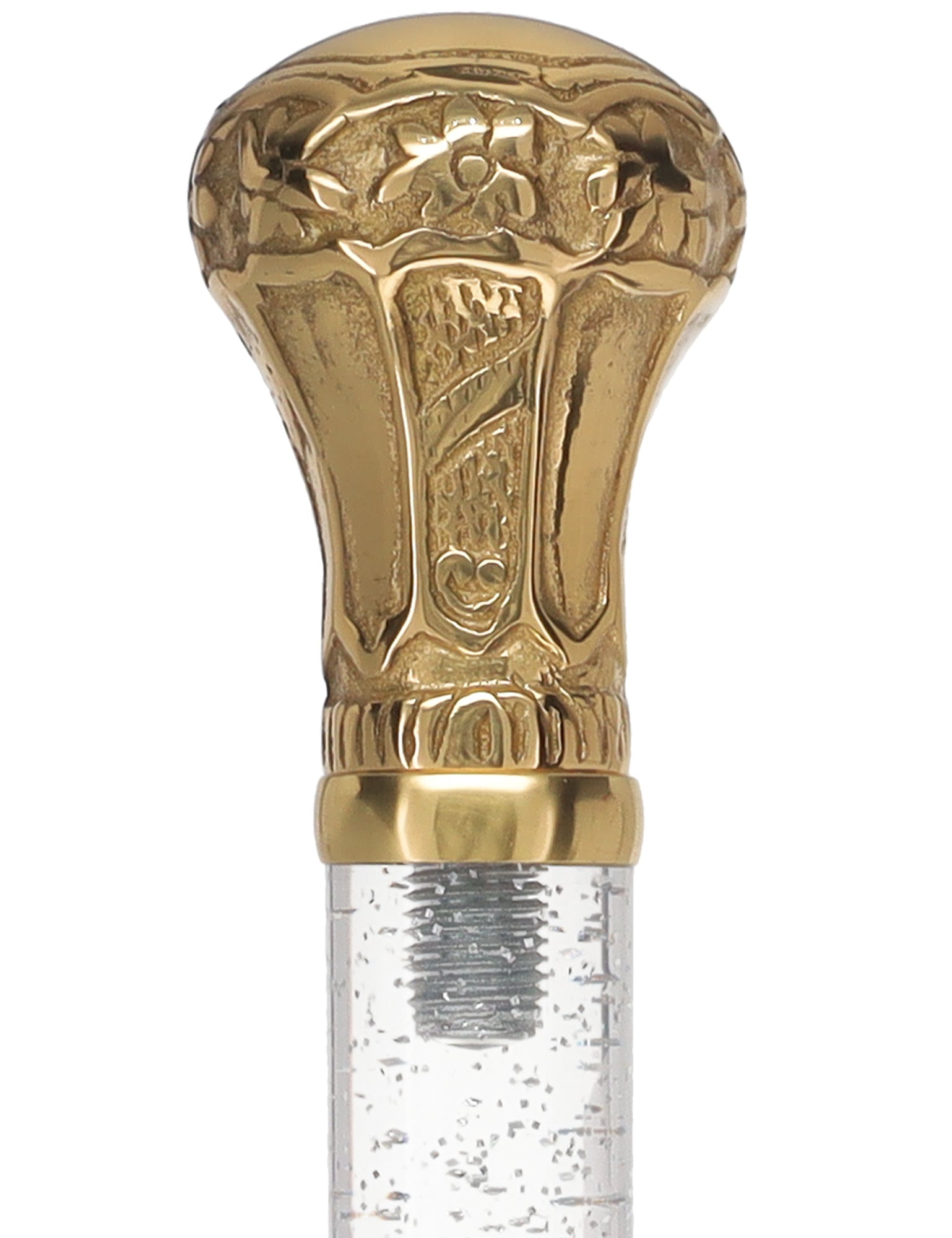 Crystal Elegance Brass Knob Cane with Invisible Acrylic Shaft Options Clear Lucite Walking Canes - Tophatter Daily Deals