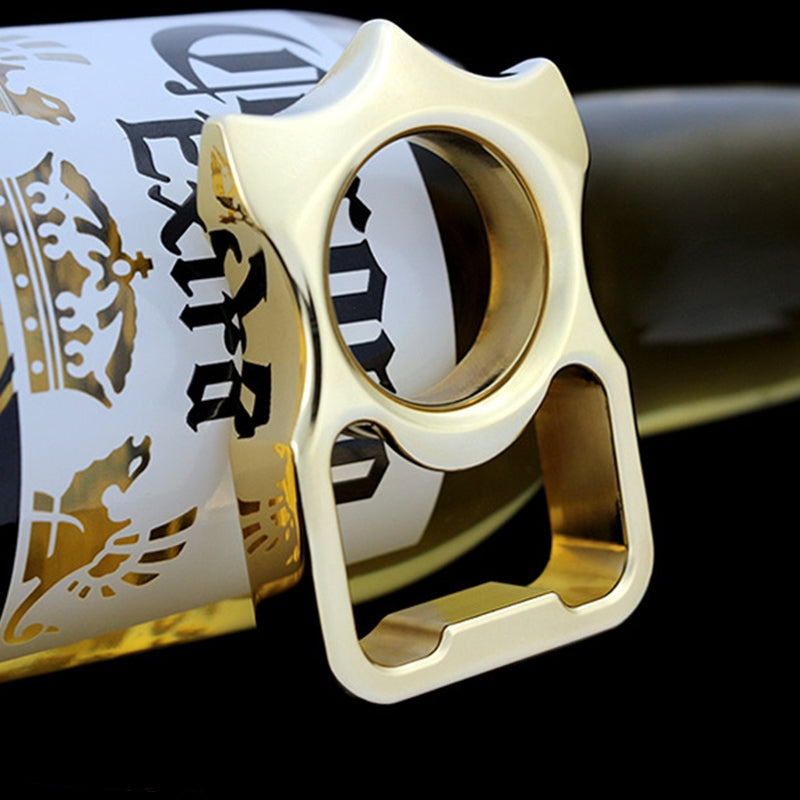 Brass Knuckle Duster Self-Defense Bottle Opener Brass Finishing - Tophatter Daily Deals
