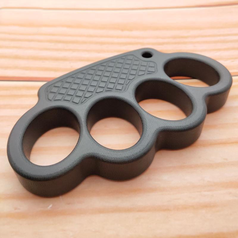 Non-Metal 4-Finger Brass Knuckles Duster Paperweight Self Defense - Cakra EDC Gadgets G10 Black Brass Knuckles - Tophatter Daily Deals