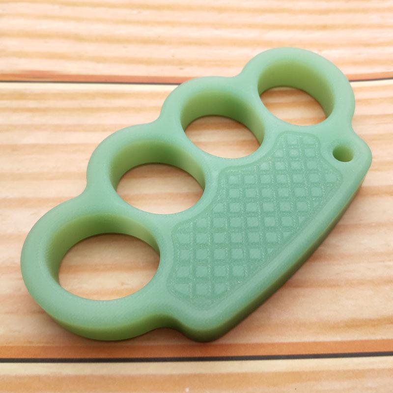 Non-Metal 4-Finger Brass Knuckles Duster Paperweight Self Defense - Cakra EDC Gadgets G10 Green Brass Knuckles - Tophatter Daily Deals