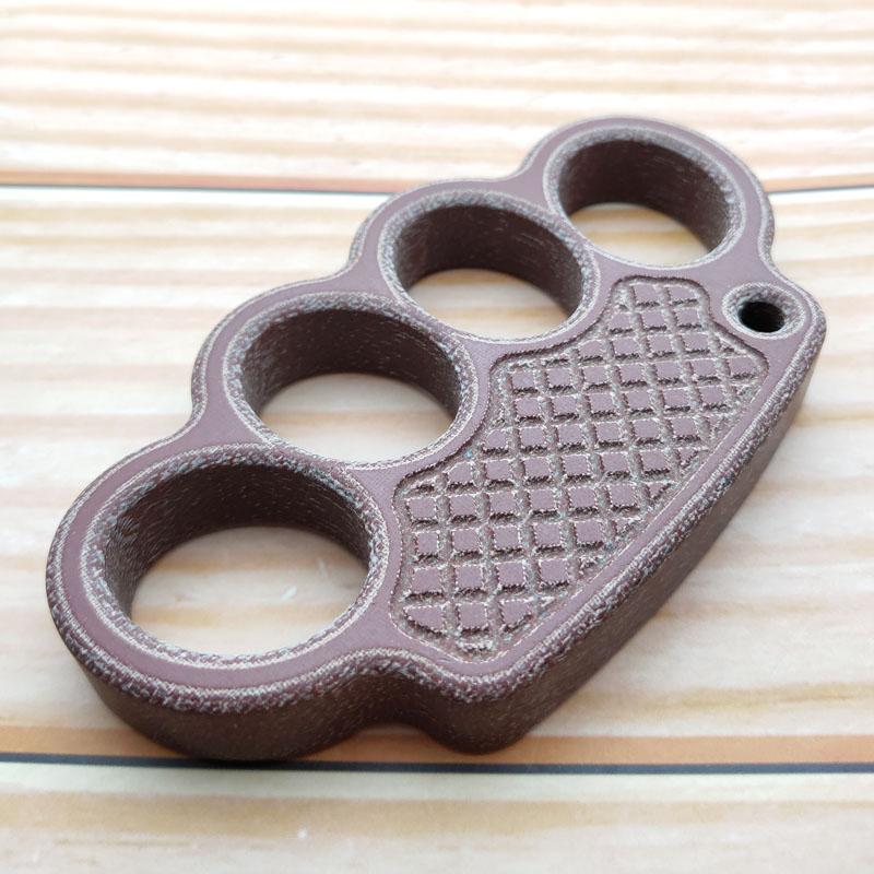 Non-Metal 4-Finger Brass Knuckles Duster Paperweight Self Defense - Cakra EDC Gadgets Micarta Brown Brass Knuckles - Tophatter Daily Deals
