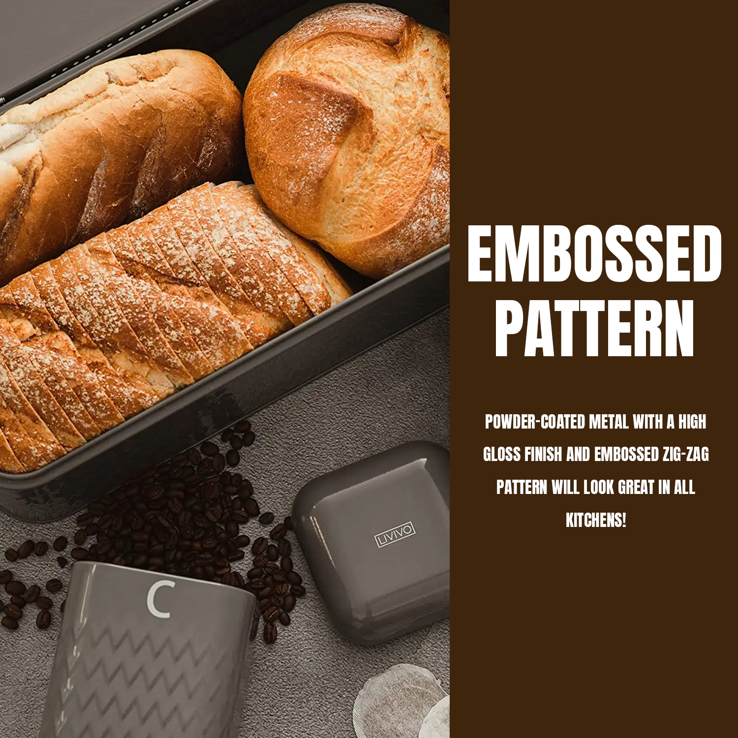 Bread Bin Set – 4-Piece Kitchen Storage Set with Tea, Coffee & Sugar Canisters Kitchen - Tophatter Daily Deals