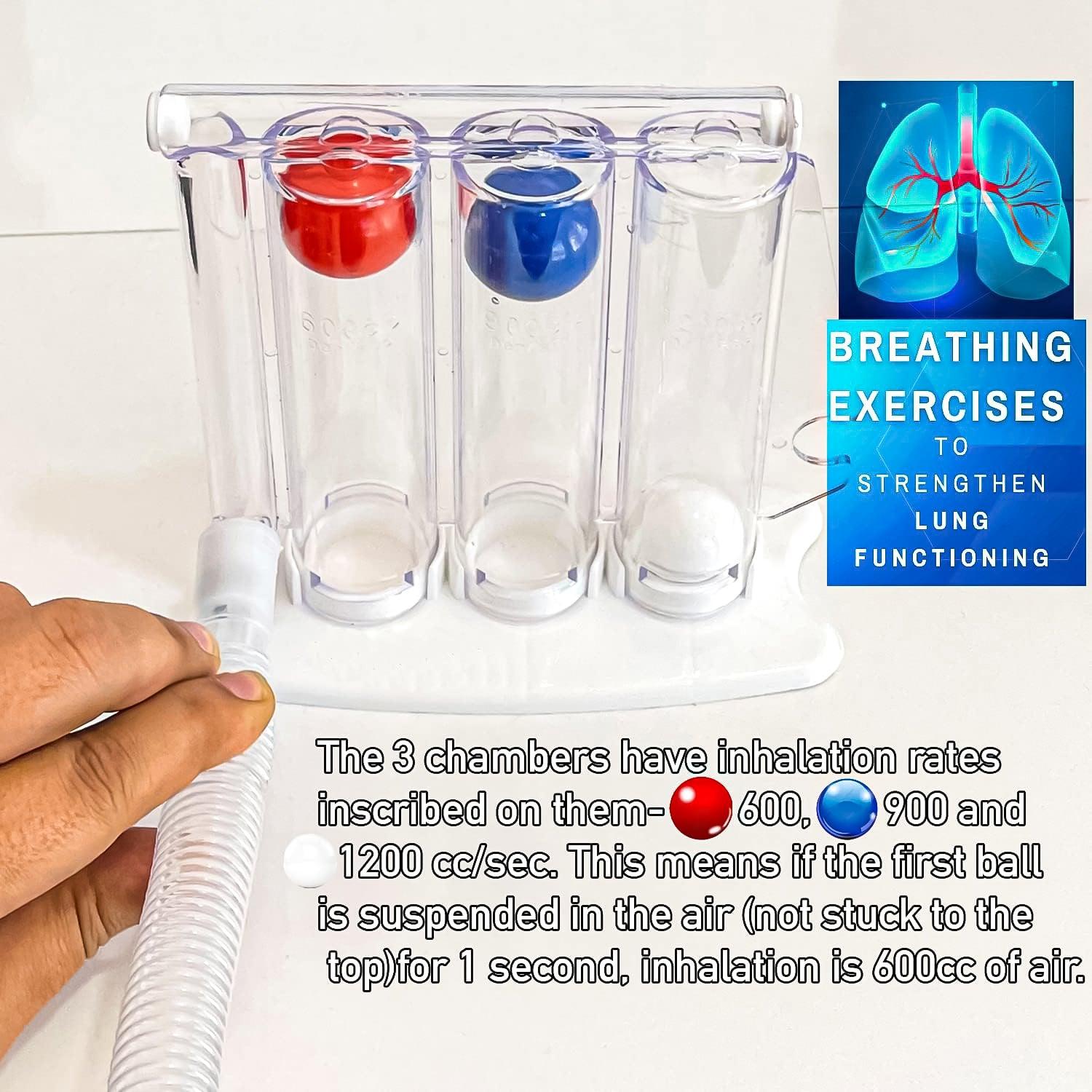 Best Lung Exercise Device - Three-ball Breathing Trainer Incentive Spirometer Lung Respiratory Exerciser Health Care - Tophatter Daily Deals