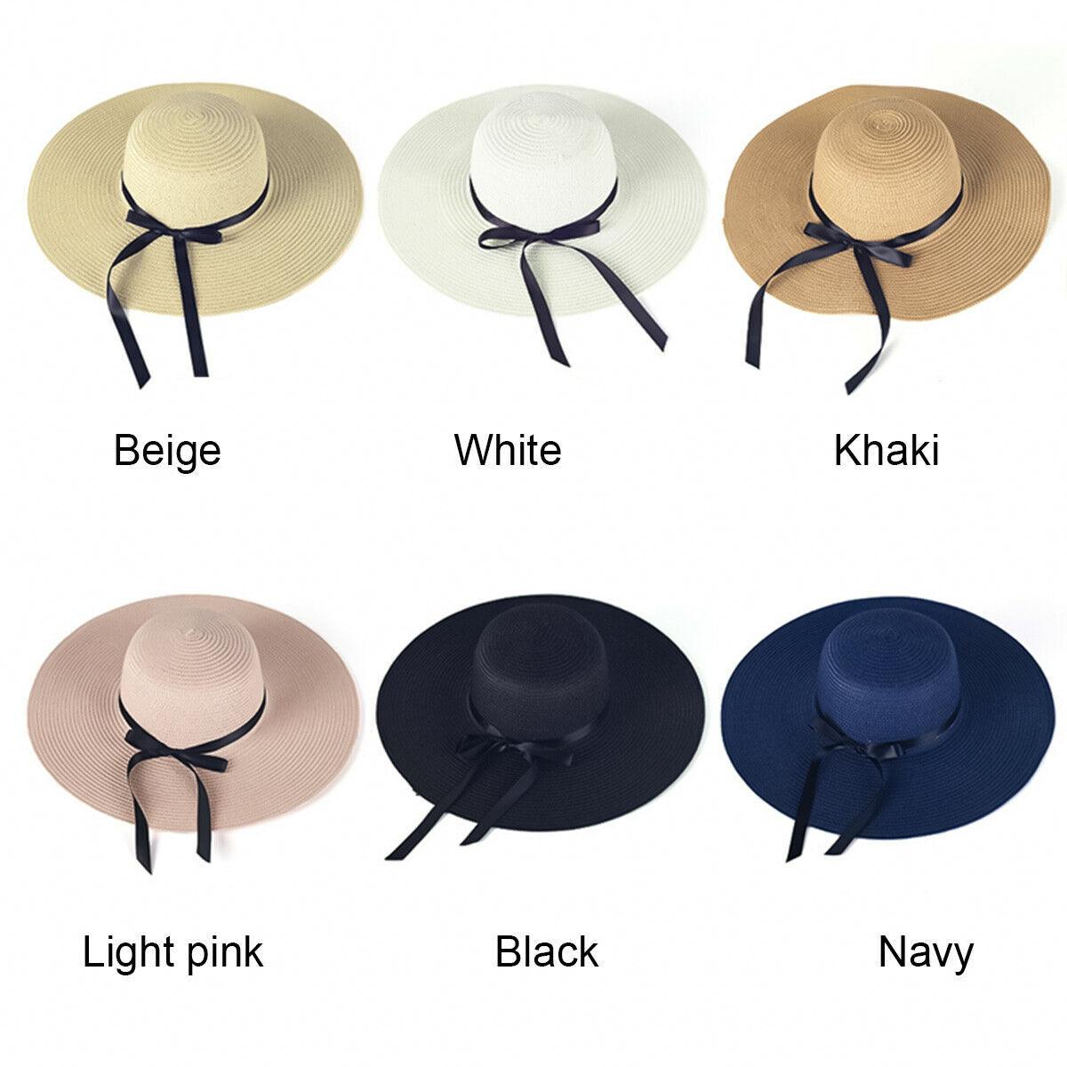 Straw Hat Womens - Summer Big Wide Brim Straw Hat Beach Sun Foldable Cap for Women Outdoor Recreation - Tophatter Daily Deals