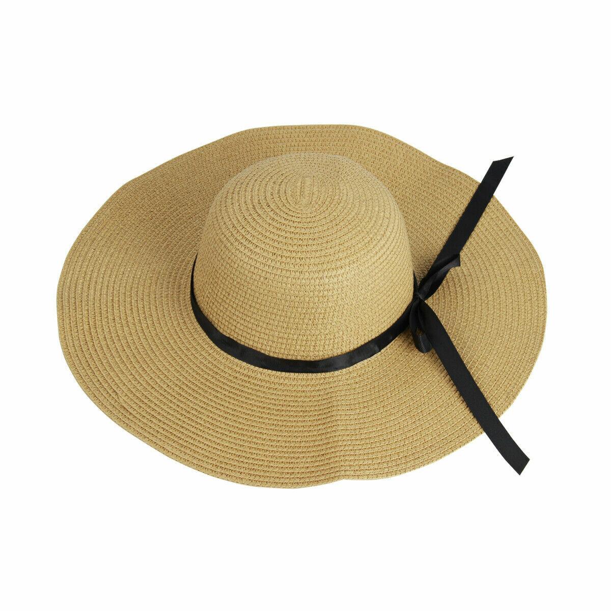 Straw Hat Womens - Summer Big Wide Brim Straw Hat Beach Sun Foldable Cap for Women Khaki Outdoor Recreation - Tophatter Daily Deals