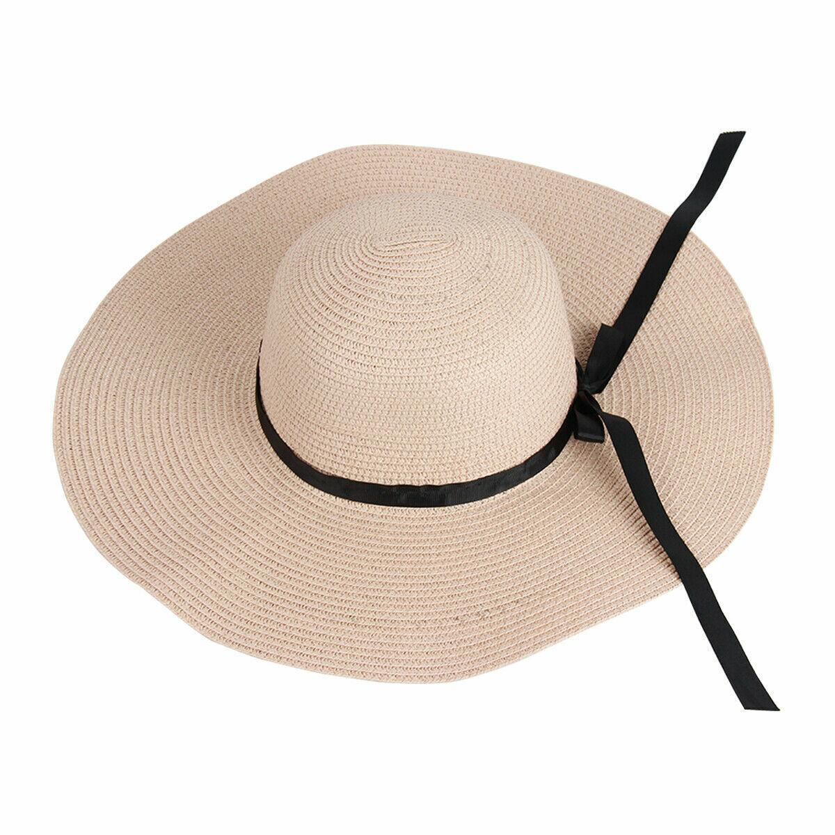 Straw Hat Womens - Summer Big Wide Brim Straw Hat Beach Sun Foldable Cap for Women Pink Outdoor Recreation - Tophatter Daily Deals
