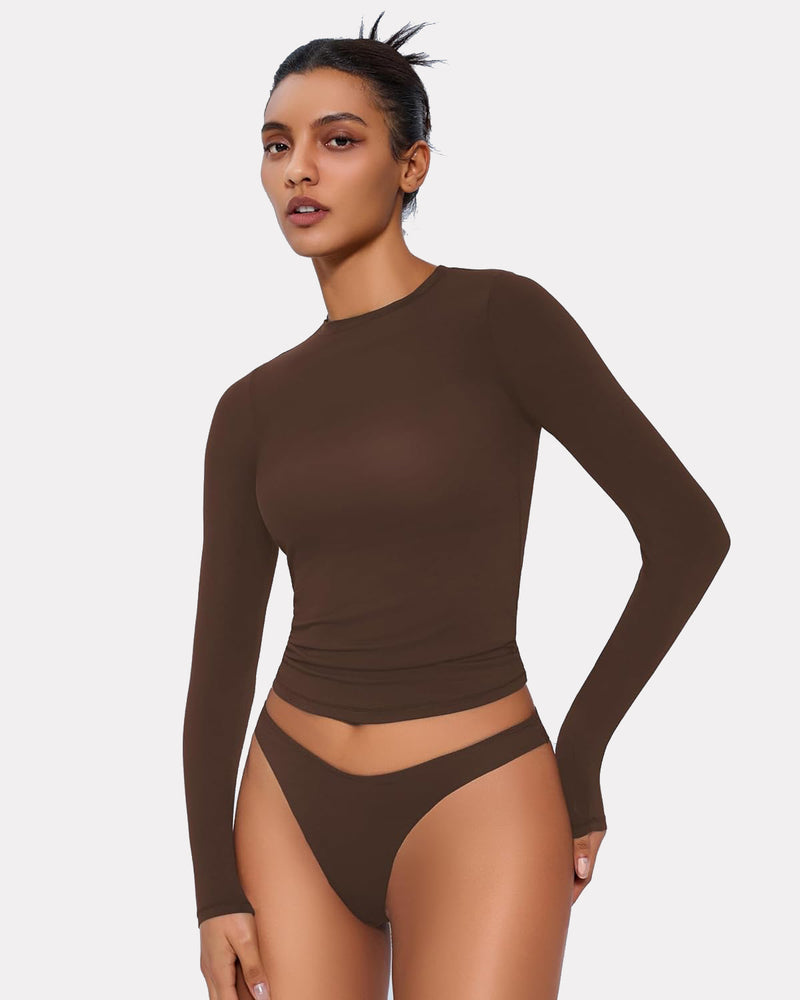 Double Lined Basic Y2K Top with Underwear Shaperwear-bodysuit - Tophatter Daily Deals