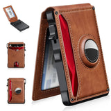 AirTag Wallet Leather Slim RFID Blocking Wallet Brown - Tophatter Daily Deals