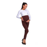 Fleece Lined Maternity Leggings - Mom Thick Leggings Soft Warm Full Length Cotton Pregnancy Pants Brown Clothing - Tophatter Daily Deals