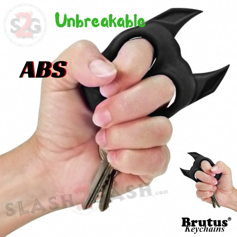 Brutus Self Defense Keychain ABS Knuckles - Black Punchy Puppy SD-KeyChain - Tophatter Daily Deals