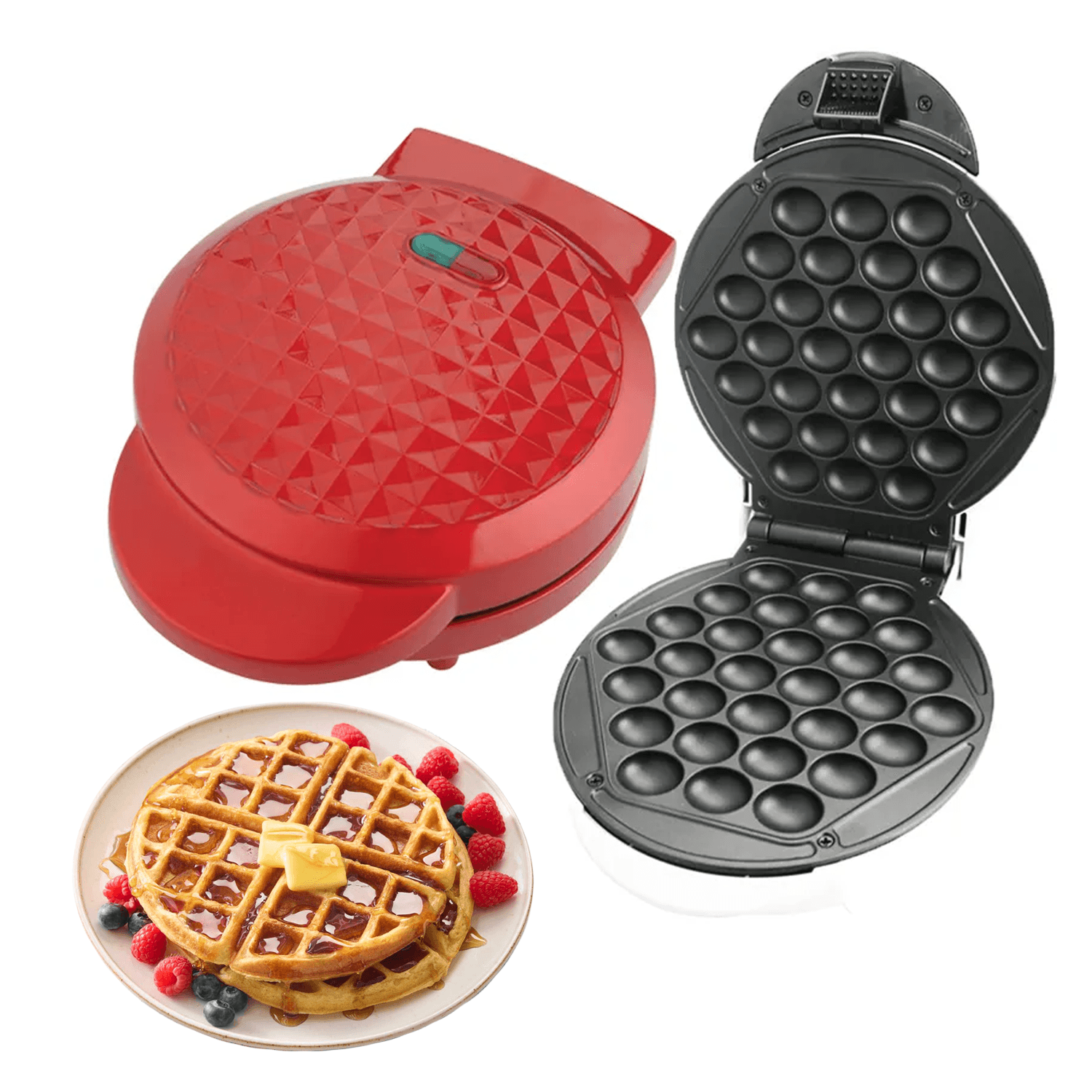 Waffle Maker Machine – Bubble & Heart Shaped Belgian Waffle Iron for Delicious Treats (1000W Non-Stick) Electronic - Tophatter Daily Deals